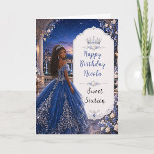 Midnight Blue Sweet 16 Princess Garden Card