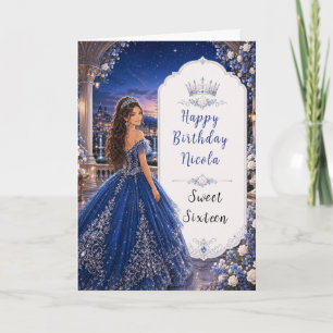 Midnight Blue Sweet 16 Princess Garden Card