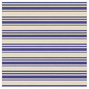 Midnight Blue & Tan Lined Pattern Fabric