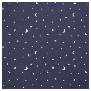 Midnight blue tiny moon and stars pattern fabric