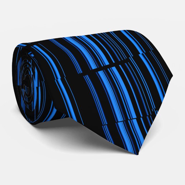Midnight Blue Unique Modern Stripe Pattern Cool Tie (Rolled)