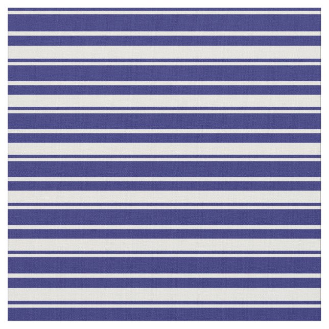 Midnight Blue & White Coloured Lines Pattern Fabric (Close Up)