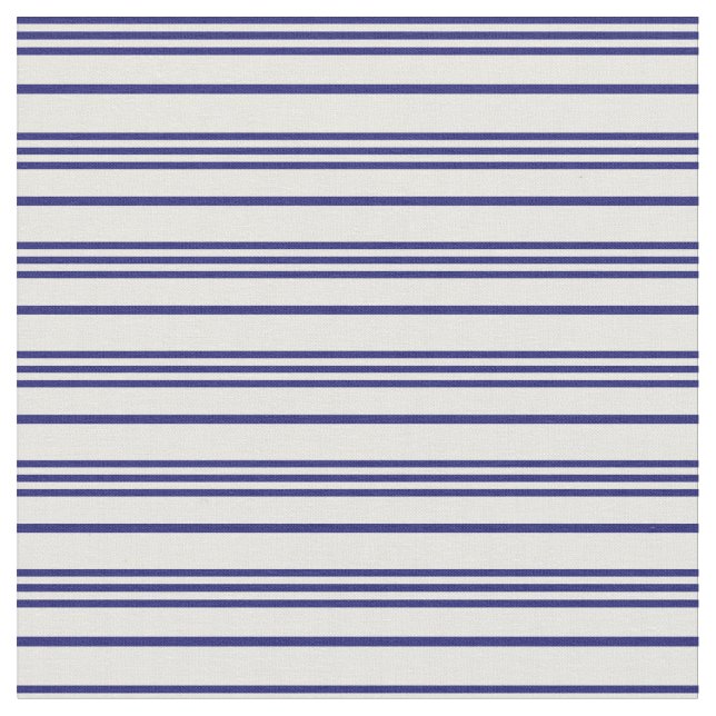 Midnight Blue & White Coloured Pattern of Stripes Fabric (Close Up)