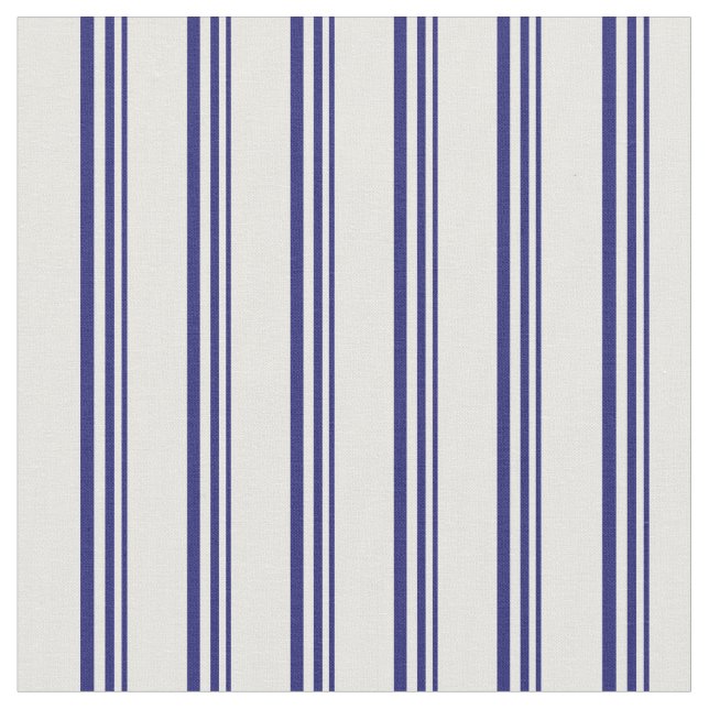 Midnight Blue & White Lines/Stripes Pattern Fabric (Close Up)
