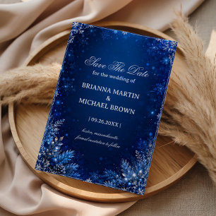Midnight Blue Winter Floral Elegance Save The Date