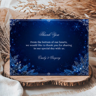 Midnight Blue Winter Response Elegance Thank You Card