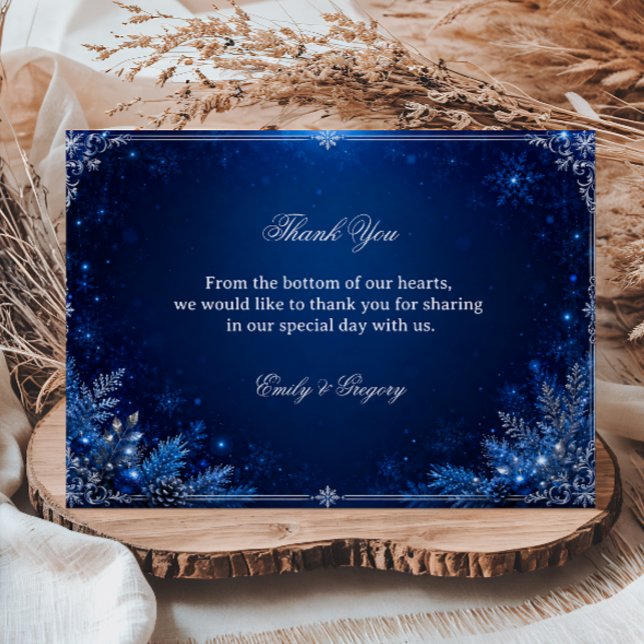 Midnight Blue Winter Response Elegance Thank You Card (Creator Uploaded)