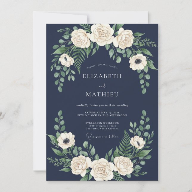Midnight Blue Winter Wedding Invitation (Front)