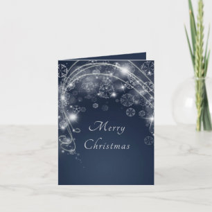 Midnight Blue with Snowflakes Holiday Card