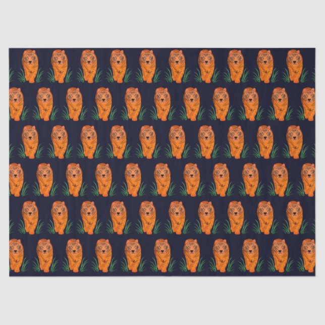 Midnight Blue Year of the Tiger Tissue Paper (Front)