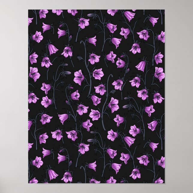 Midnight Bluebells, Harebells, Bellflowers 2 Poster (Front)