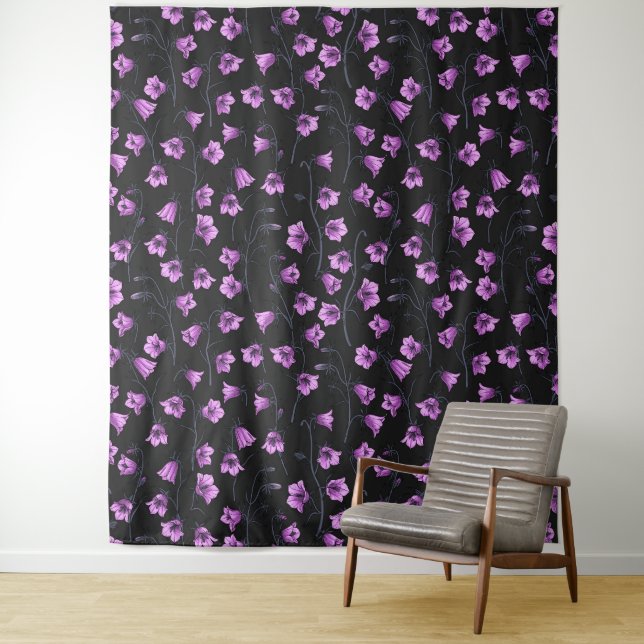 Midnight Bluebells, Harebells, Bellflowers 2 Tapestry (In Situ)