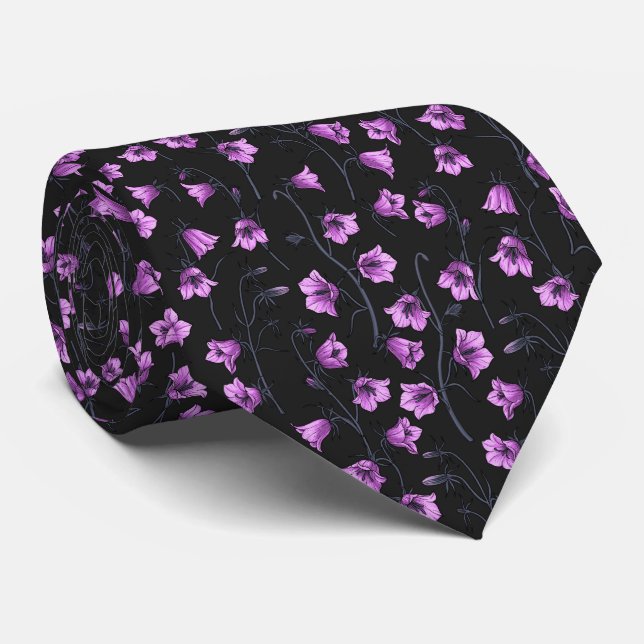Midnight Bluebells, Harebells, Bellflowers 2 Tie (Rolled)