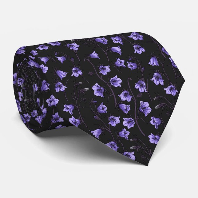 Midnight Bluebells, Harebells, Bellflowers Tie (Rolled)