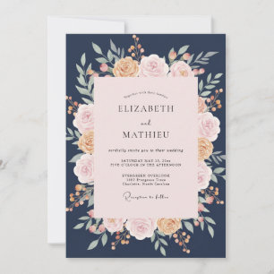 Midnight Blush Foliage Eucalyptus Wedding Invitation