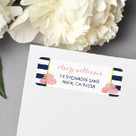 Midnight Blush Peony Return Address Labels<br><div class="desc">These return address labels feature a bold navy stripe background,  faux gold border,  and a group of peonies in pretty blush tones. Coordinates with our Navy Stripe & Blush Peony invitation suites,  office supplies,  home goods and accessories.

NOTE: foil is a digital image,  not actual gold foil.</div>