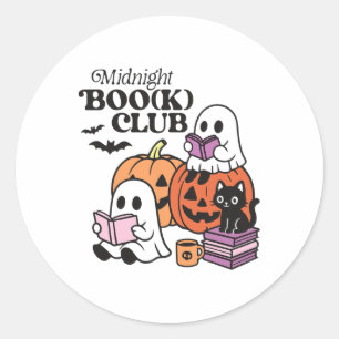 Midnight Boo(k) Club Halloween Ghosts Reading Book Classic Round Sticker