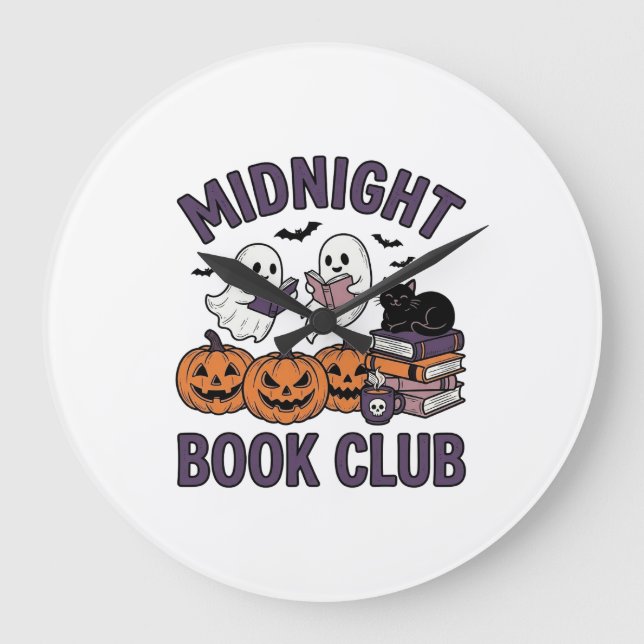 Midnight Book Club Halloween Reading Design_1 Large Clock (Front)