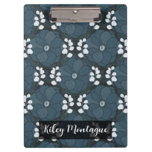 Midnight Botanica   Dark Indigo Floral Clipboard