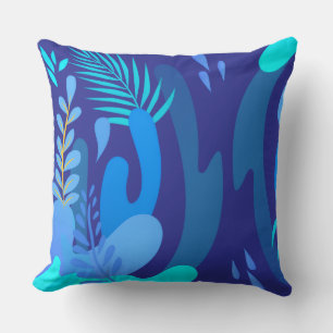 Midnight Botanical Abstract Throw Pillow
