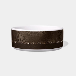 Midnight Bronze Romance   Satiny Grunge Damask Bowl