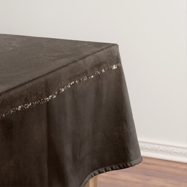 Midnight Bronze Romance | Satiny Grunge Damask Tablecloth (In Situ)