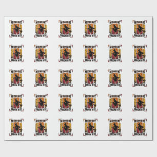 Midnight Broom Ride Vintage Witch Halloween Graphi Wrapping Paper