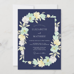 Midnight Butter Wreath Wedding Invitation