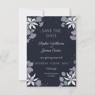 Midnight Celestial Botanical Star Garden Save The Date