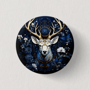Midnight Celestial Floral Gothic Deer  3 Cm Round Badge