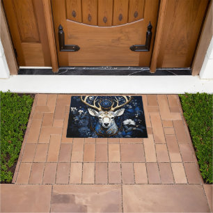 Midnight Celestial Floral Gothic Deer Doormat