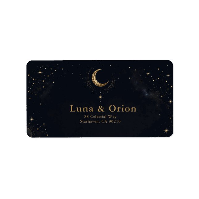 Midnight Celestial Wedding Address Label (Front)