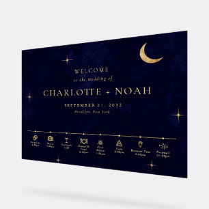 Midnight Celestial Wedding Timeline Welcome Acrylic Sign