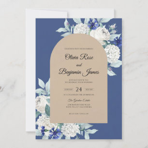 Midnight Champagne Blossom Wedding Invitation