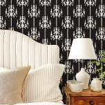 Midnight Chandelier Vintage Black And White Wallpaper<br><div class="desc">Add a touch of elegance to your home with our Midnight Chandelier Vintage Black And White Wallpaper! This sophisticated design features ornate white chandeliers set against a deep black background, creating a stunning contrast that exudes vintage charm and luxury. Perfect for a living room, dining room, or entryway, this wallpaper...</div>