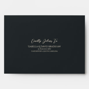 Midnight Charcoal Monochromatic Wedding Envelope