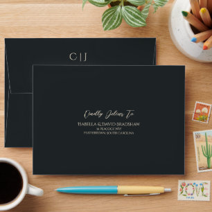 Midnight Charcoal Monochromatic Wedding Envelope