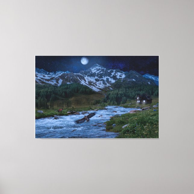 Midnight Chronicle Fantasy Landscape Canvas Print (Front)