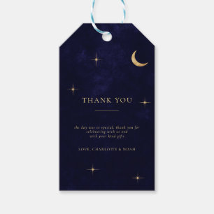 Midnight Classic Gold Moon Stars Wedding Thank You Gift Tags