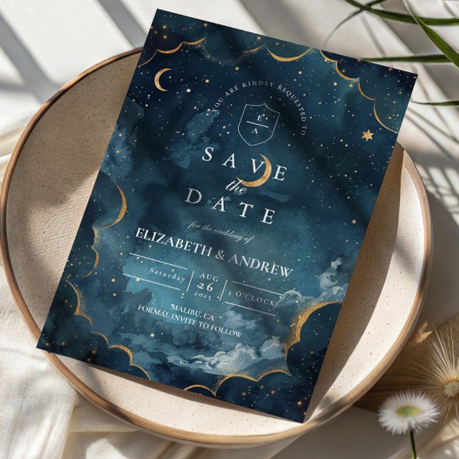 Midnight Constellation Floral Wedding Save The Date (Creator Uploaded)