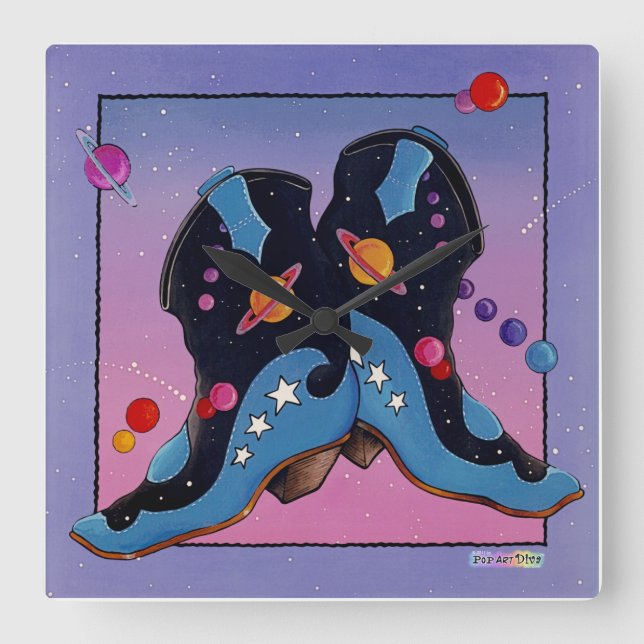 Midnight Cowboy Western Boots WALL CLOCK (Front)