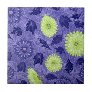 Midnight Daisy Garden Tile