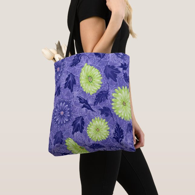 Midnight Daisy Garden Tote Bag (Close Up)