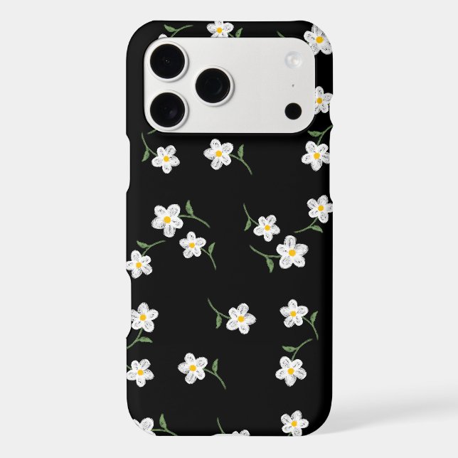 Midnight Daisy Phone Case | Elegant Floral Pattern (Back)