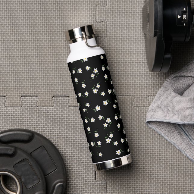 Midnight Daisy Water Bottle | Botanical Floral Des (Gym (Rotated))