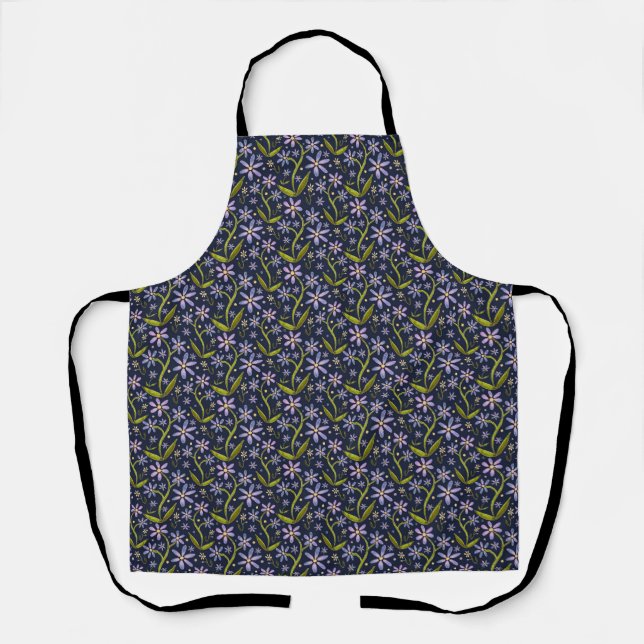 Midnight | Dancing Watercolor Daisies Apron (Front)