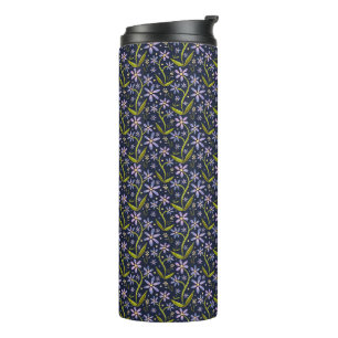 Midnight   Dancing Watercolor Daisies Tumbler