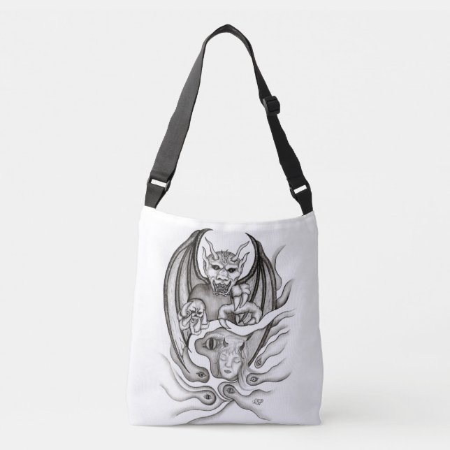 Midnight Dream - Devils in Tattoo-style Crossbody Bag (Front)
