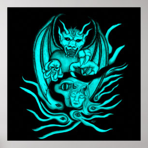 Midnight Dream - Devils in Tattoo-style Poster