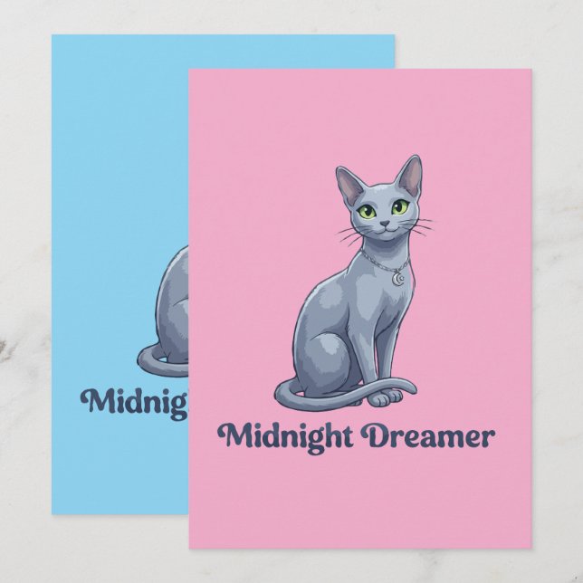  Midnight Dreamer Celestial Cat Holiday Card (Front/Back)